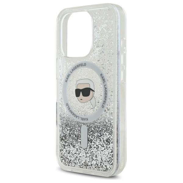 Karl Lagerfeld Klhmp16Llgkisgh Iphone 16 Pro 6.3 Hardcase Transparent Liquid Glitter Karl Head Magsafe