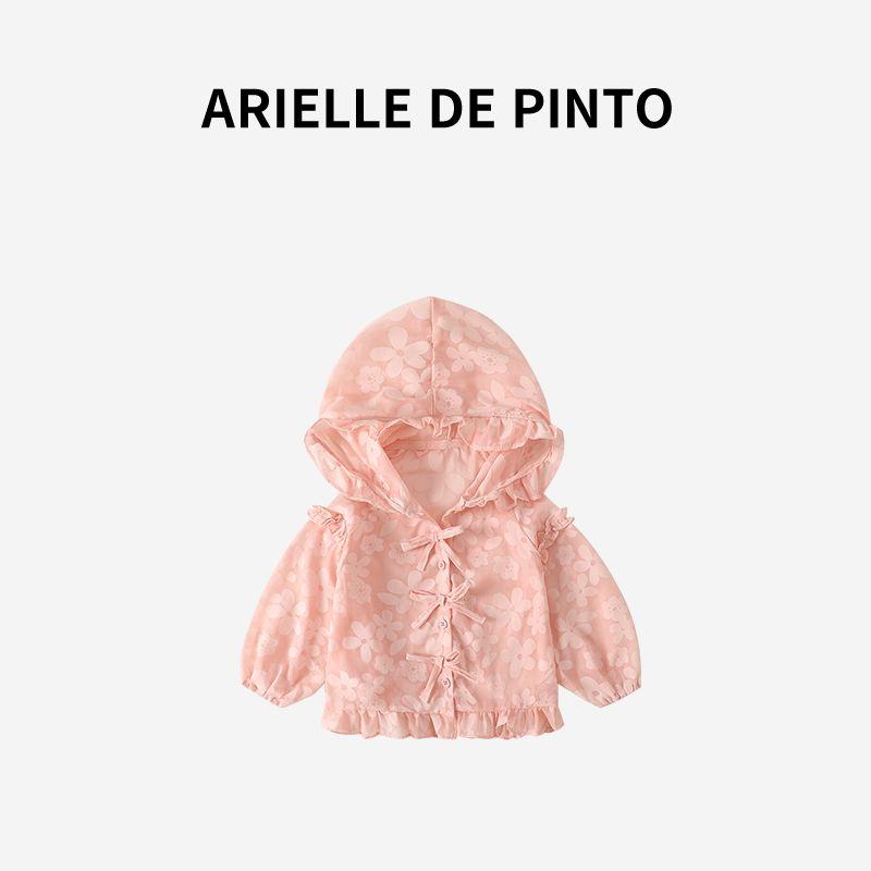 French Arielle De Pinto Girls Floral Sun Protection Clothing, Summer Fashion, Sweet and Comfortable Girls Clothes Pink 130
