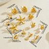 Y2K Gold Color Mini Stud Earrings Cute Heart Star Moon Flower Pearl CZ Dainty Earrings For Women Daily & Casual Wear All Season