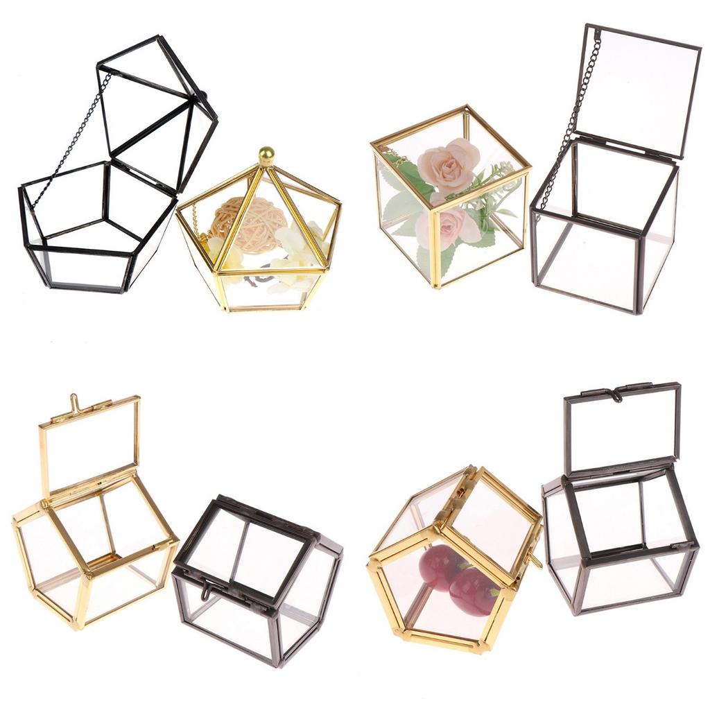 1 Stück Hochzeits Eheringbox Aufbewahrungsbox Glas Terrarium Schmuckschatulle Grün Glas Ringhalter Sukkulente Ringbox Hochzeit Glas