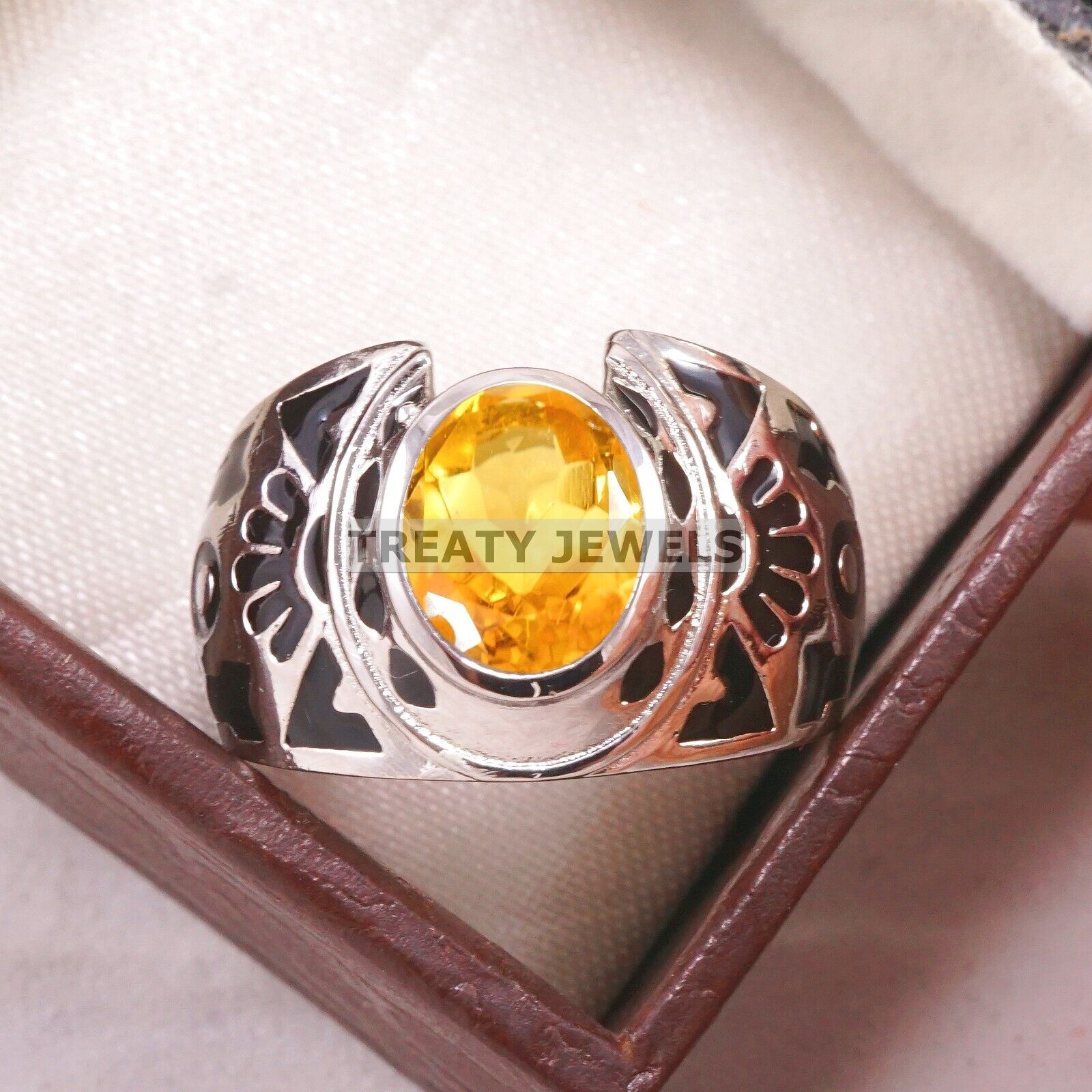 

Citrine Oval Cut Gemstone With 925 Sterling Silver Ring For Men s #A963 JL375669277715 4-16 US срібний