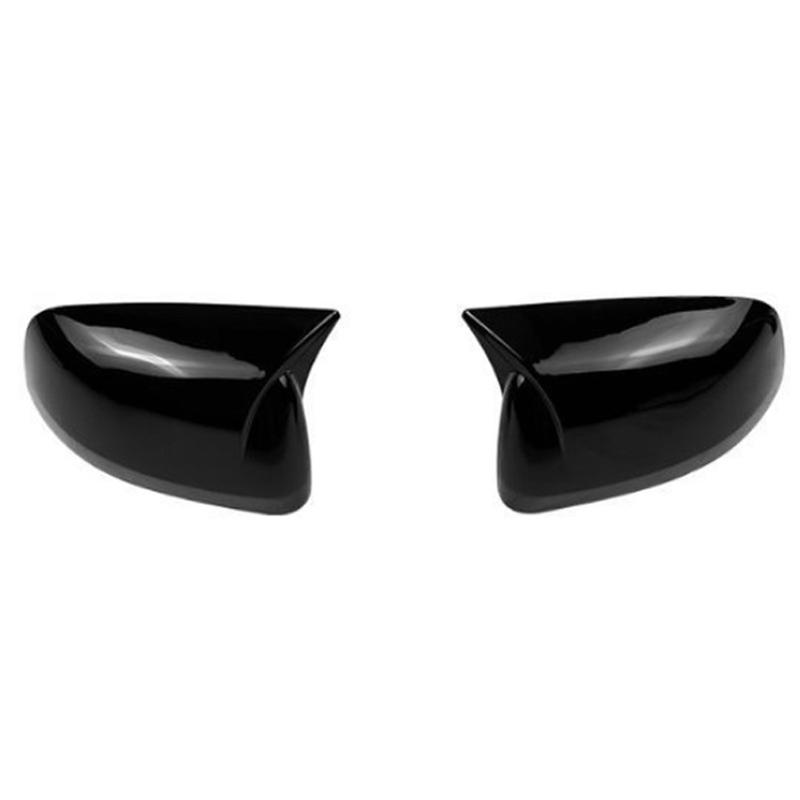 A16P-1 Pair Car Mirror Cover Horn Rearview Mirror Shell Decoration For Jeep Grand Cherokee 2011- Bright Black