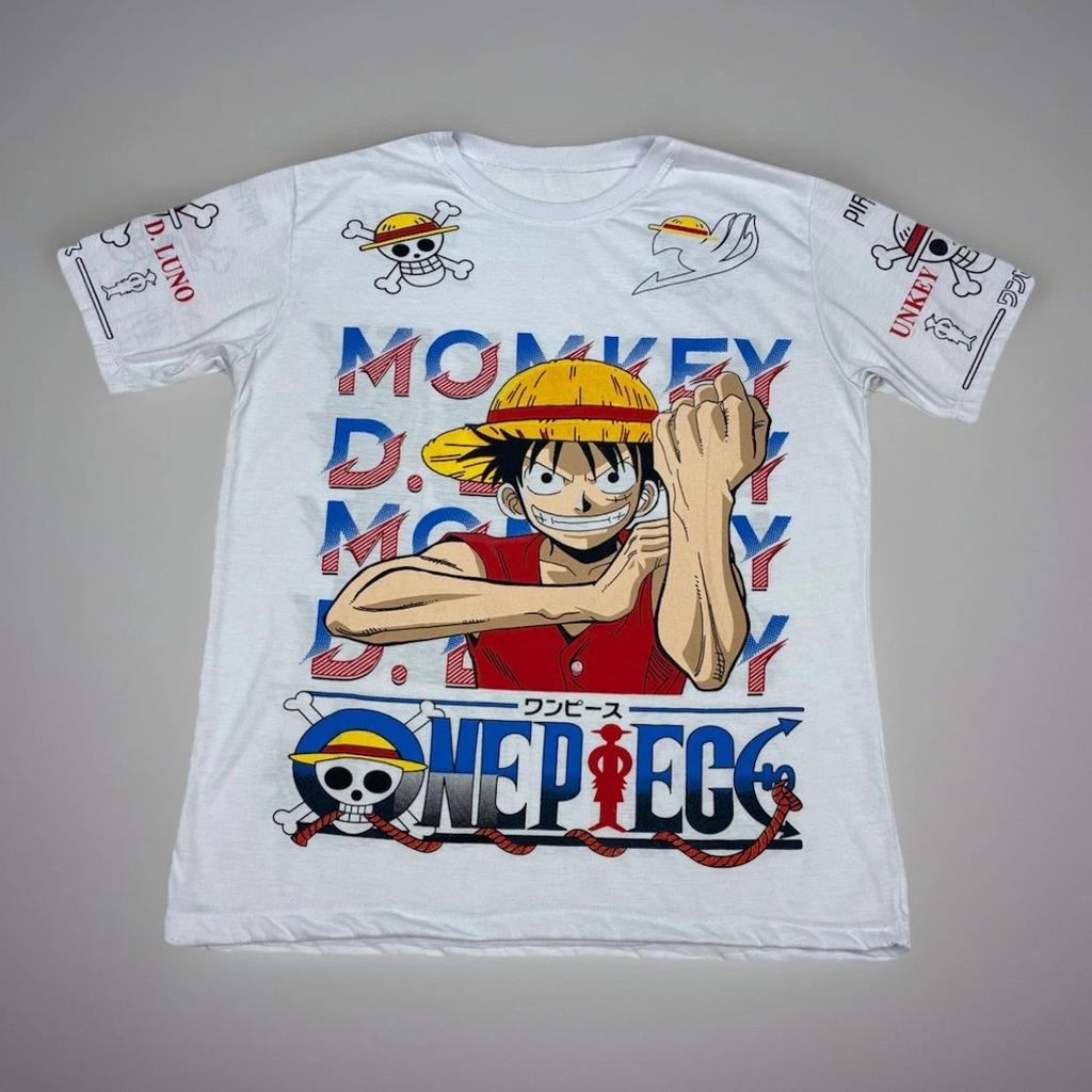 One Piece Monkey D Luffy Graphic T Shirt White Double Sided Size L