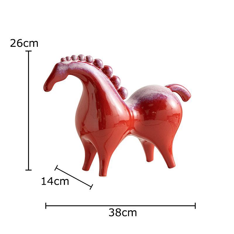 

Chinese Style Red Horse Ceramic Handicraft Ornaments Desk Decoration Creative Artwork Horse Sculpture Room Aesthetic Decor