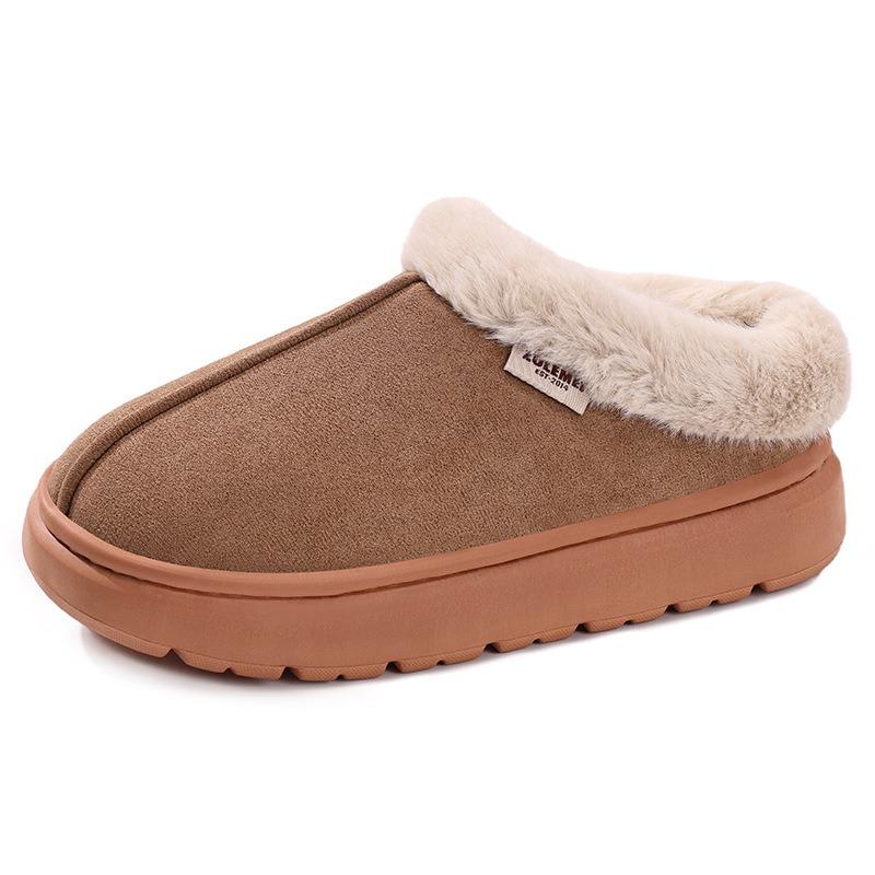 Cotton shoes winter women's TEU home warm slippers lazy shoes large size fluffy shoes coral fleece lazy shoes