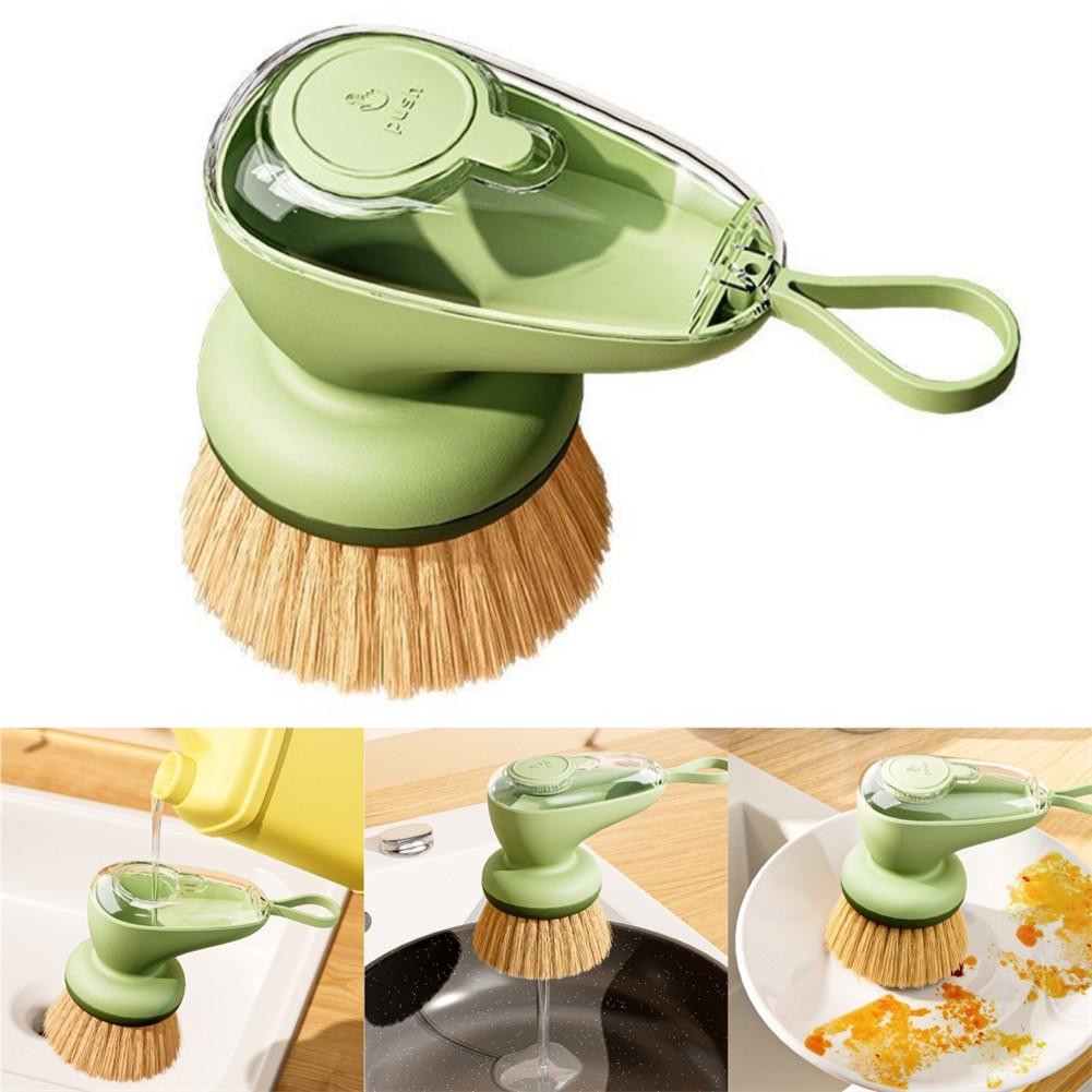 Airtight Pump Mechanism Kitchen Cleaning Brush Soap Dispensing Brush