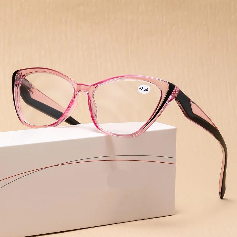 Fashionable HD Reading Glasses for Women Men Vintage Cat Eye Frame Hyperopia Glasses New Style Plus Diopter Eyeglasses for Lady