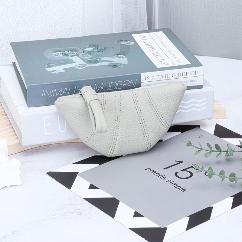 Real Cowhide French Croissant Women High-quality Niche Ins Kosung Bag Hand-held Lipstick Storage Change Purse