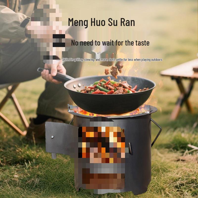 Portable Outdoor Firewood Stove for Camp Cooking and Tea Brewing