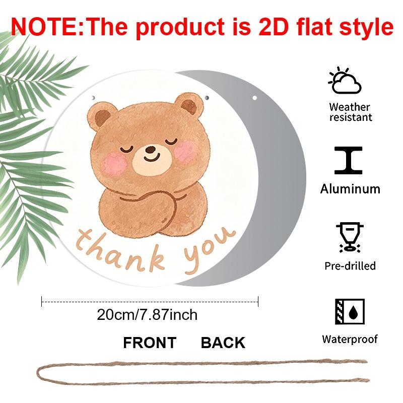 2D Flat Retro Aluminum Wall Stickers In Various Sizes. Cute Little Bear Thank-you Sign for Teachers, Watercolor Cartoon Bear Hanging Tag. A Perfect