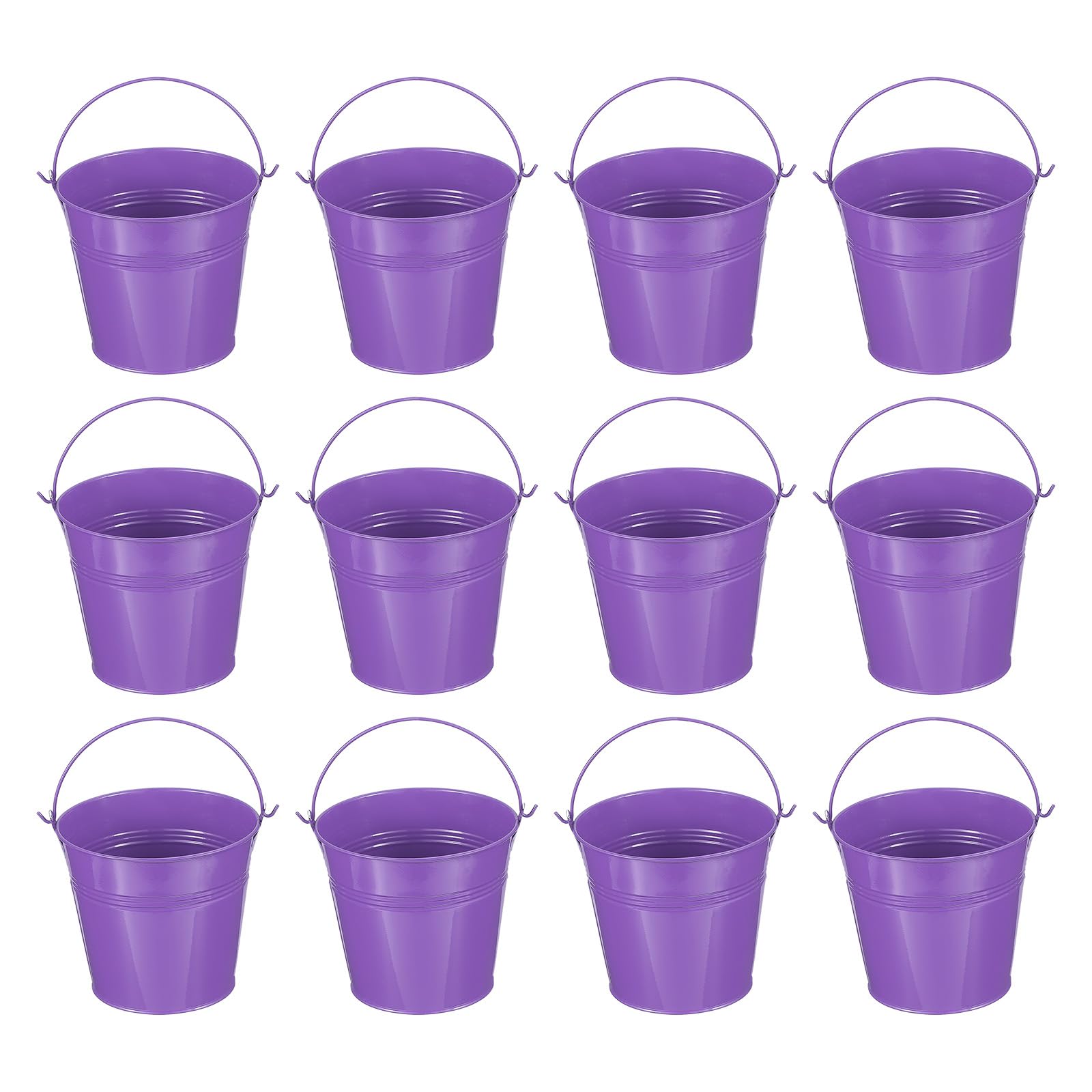 

PATIKIL x Маленькие металлические ведерки с набором из 12 мини-оцинкованных ведерок для вечеринки, темно-фиолетовые, 5,1 , 4,7 ручки, для рукоделия, подарков, украшений,