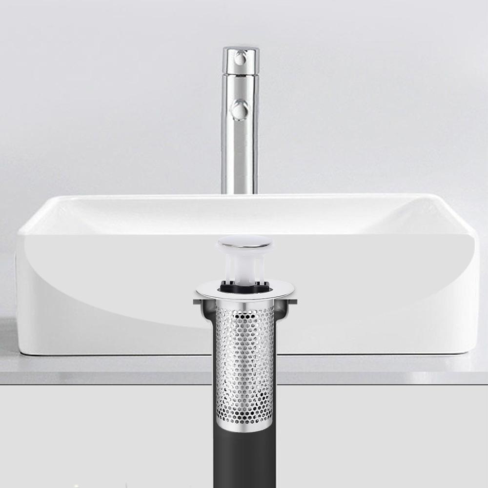 Edelstahl Bodenablaufsieb Waschbeckenstöpsel Pop-Up Bounce Kern Beckenstopper Haarfänger Duschbecken Abfluss Sieb Geruchshemmend