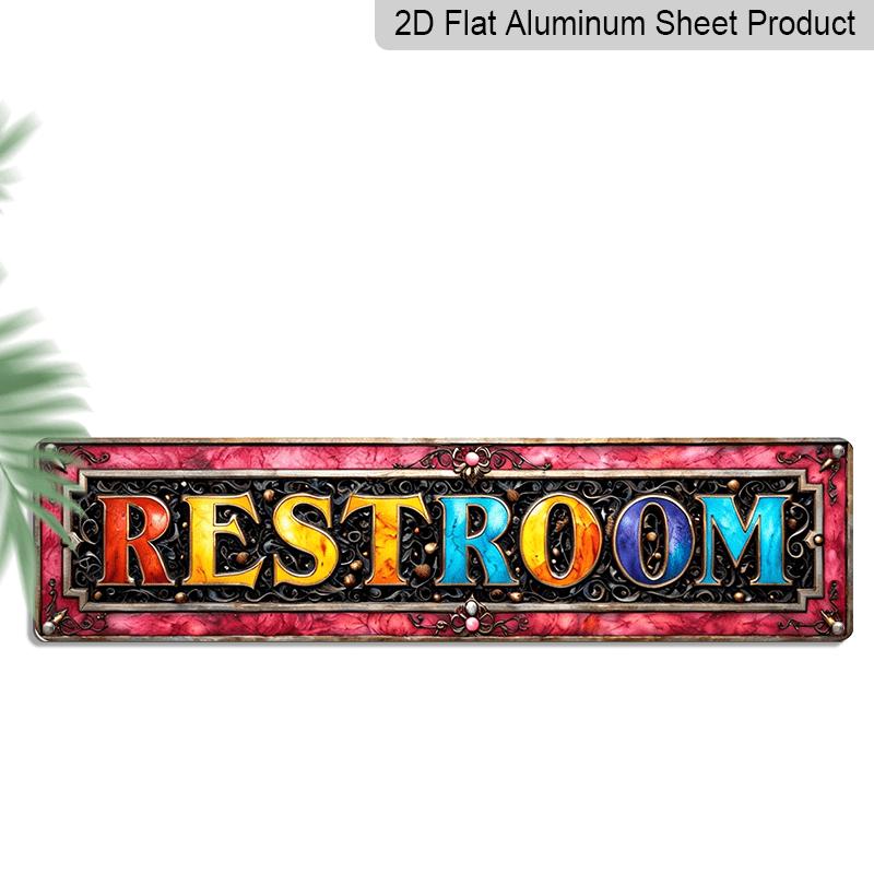 

2D Flat, 1pc Retro Style “RESTROOM logo Novel Home Sign Decoration, Country-themed Aluminum Sign Decoration, Garage, Backyard, Bedroom, Farmhouse 40cm x 10cm