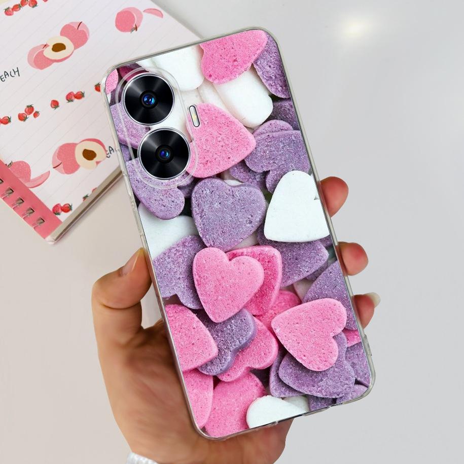 For Realme C55 4G Case 2023 Phone Cover Beautiful Flower Painted Soft Funda Clear Coque For Realme C55 2023 Bumper RealmeC55 Bag
