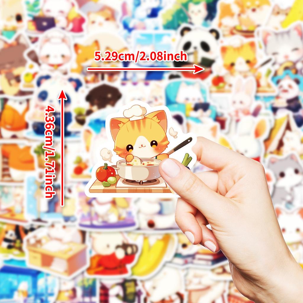 New 50 Cute Animal Day Graffiti Stickers PP Material Waterproof Stickers