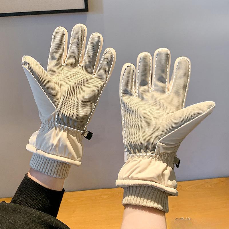 Winter Women's Warm Plush Thick Gloves Windproof and Cold Touch Screen Women's Outdoor Cycling Mountaineering Waterproof and Anti Slip Gloves