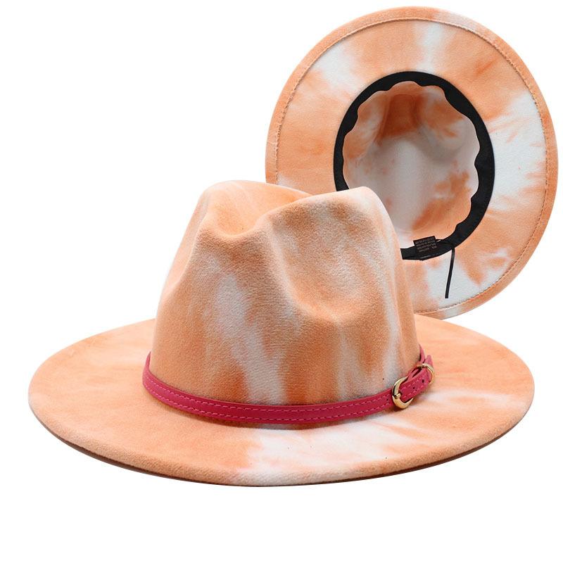 Spring Tie-Dye Woolen Top Hat Women'S Men'S Outdoor Travel Hat, Jazz Hat, Fedora Sun Hat