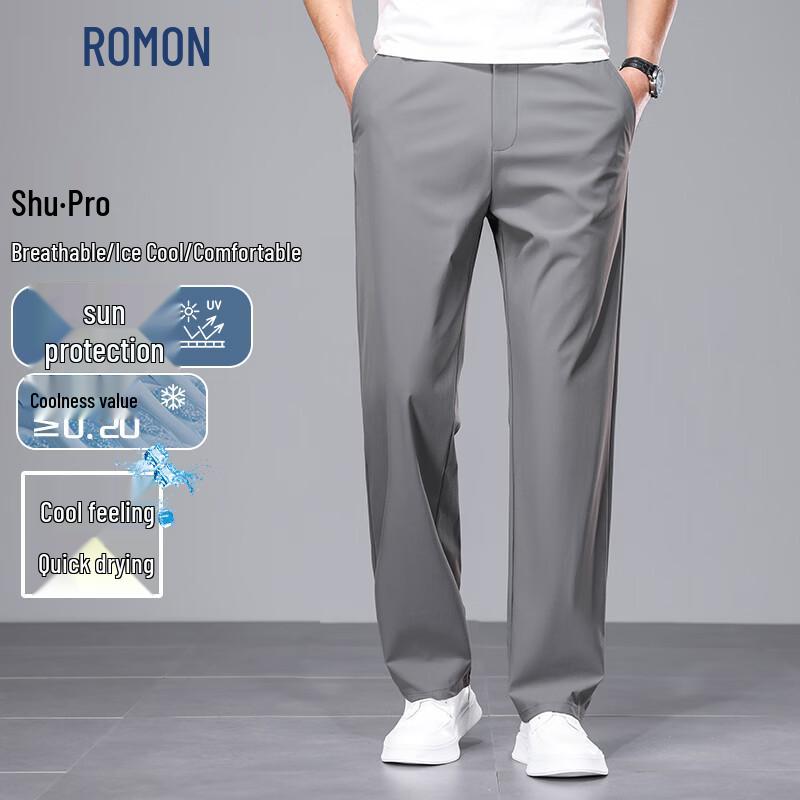 ROMON Men s Silk Blend Non-Iron Business Casual Trousers 31
