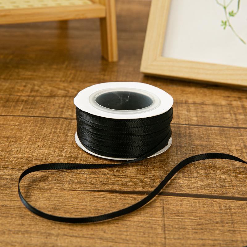 3Mm Thin Ribbon Balloon 1Roll Colorful Rope Ribbon Double-Sided Ribbon Party Card Gift Decoration Diy Packaging Hair Accessories