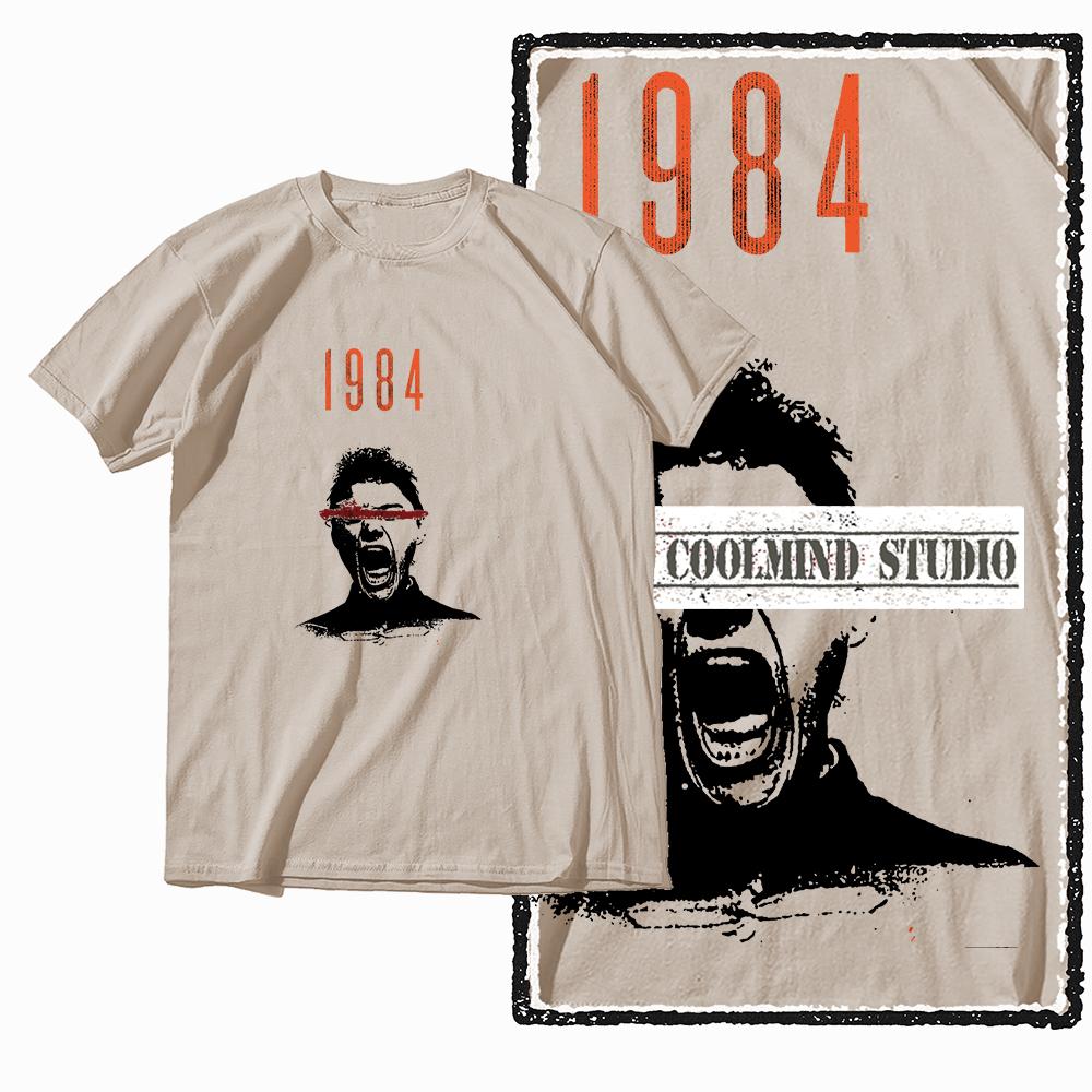 Coolmind X0096 1984 Scream Tee 100% Cotton Exclusive Graphic Men Tshirt Big Size Streetwear T Shirt for Men Tee Shirts