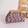 New Knitted Handbag Striped Cloud Large Capacity Daily Versatile Contrasting Color Clip Bag