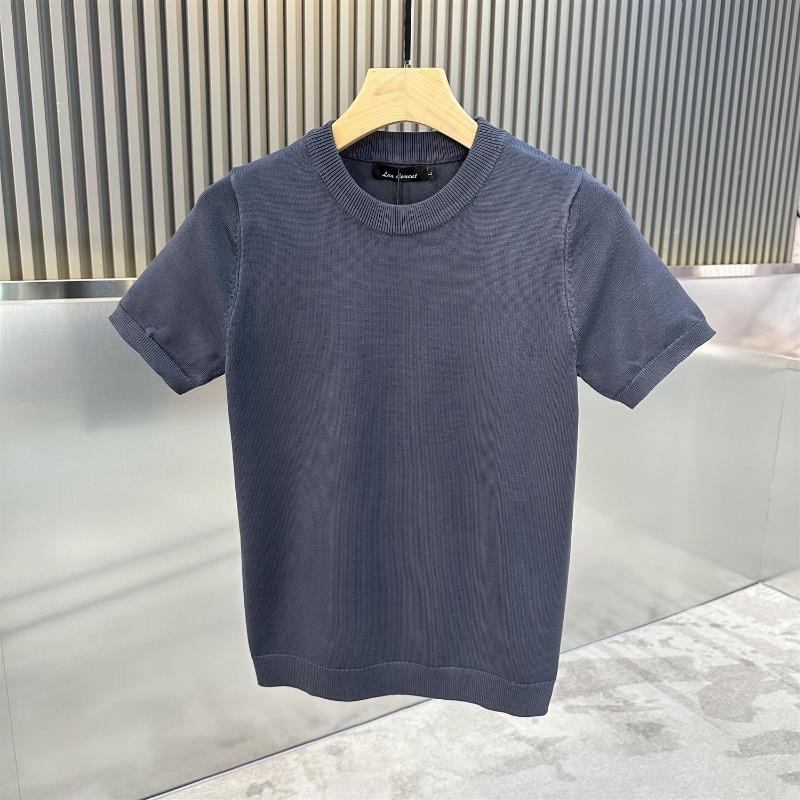 Men's Stretch Bottoming Sweater Half-sleeve Trendy Simple Autumn Winter Solid Color Knitted Short-sleeve