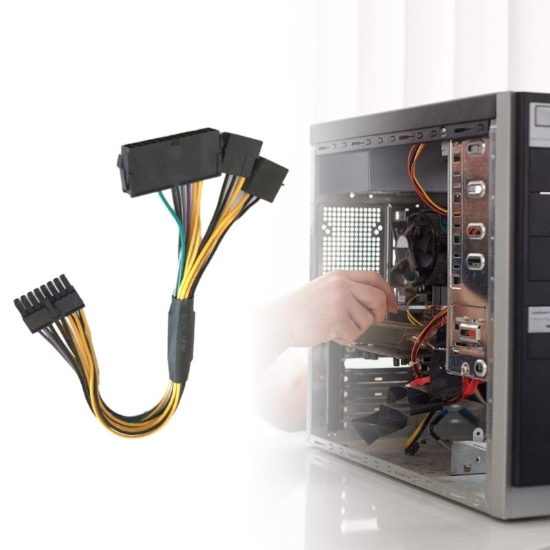ATX24Pin+Dual 4Pin To 16Pin Converters Cable Compatible for Computers Motherboards Power Supply Wire