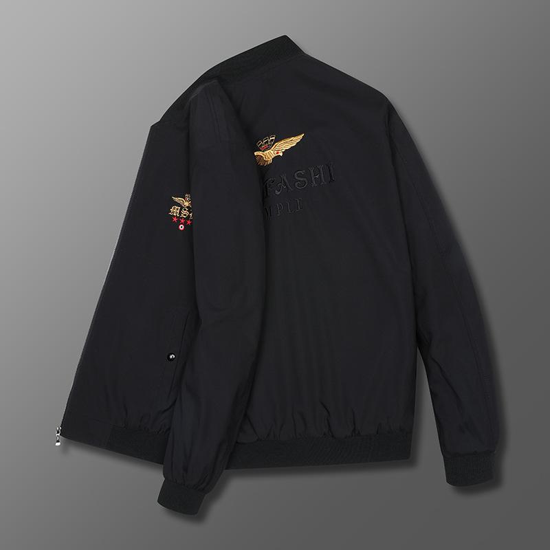 Men 'S Jacket Stand Collar Slim Embroidered Jacket