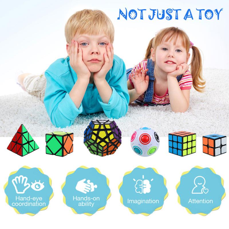 POTAN Thinkmax 6ks Speed ​​Cube Set, Magic Cube Set of 2x2x2 3x3x3 Pyramid Megaminx Skew Cube Set of Puzzle