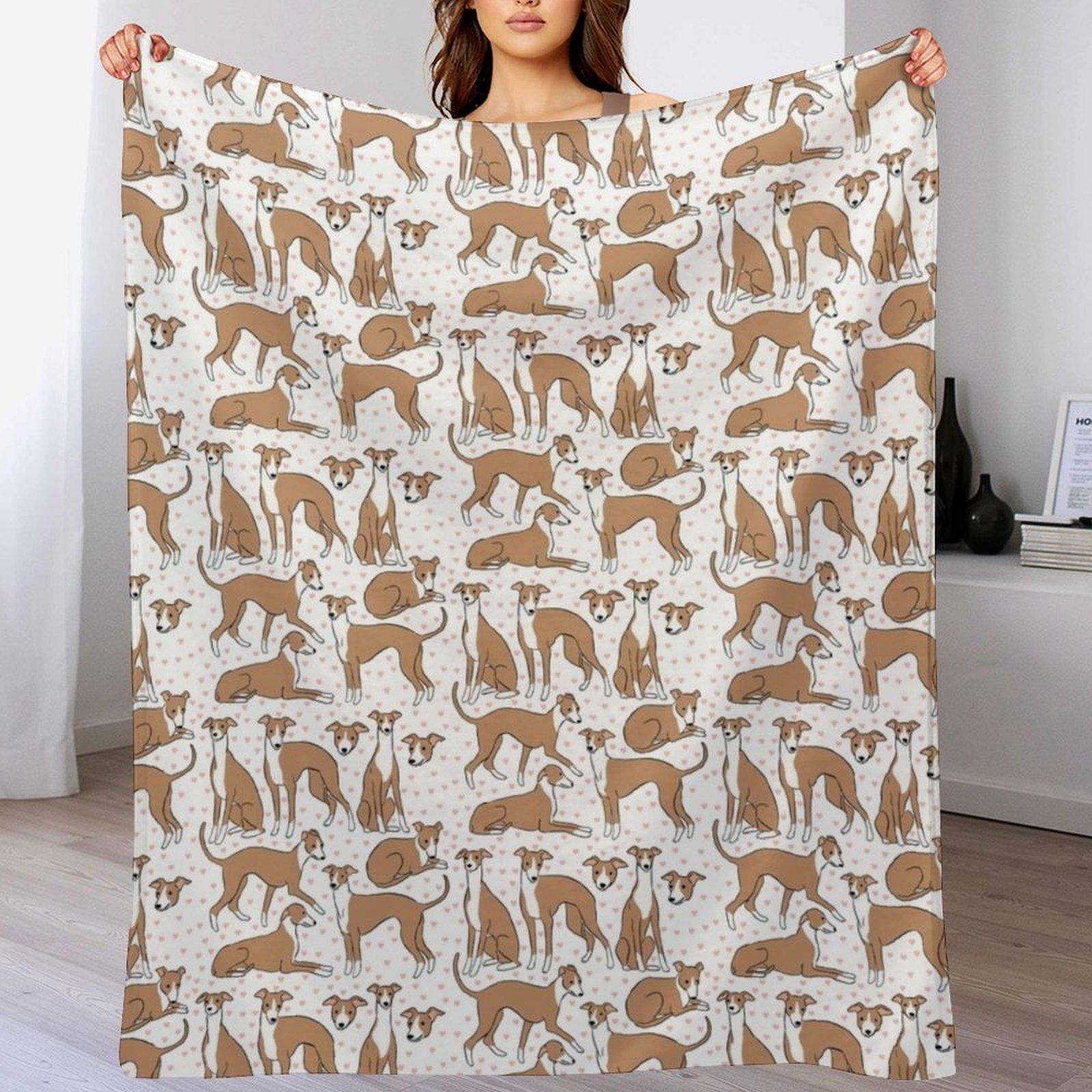 Italian greyhound cute illustration pattern Throw Blanket Fluffy Cozy Throw Blanket for Home Decor 102x76cm(40x30in)