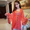 Sexy Lingerie Red Bridal Dress Classical Chinese Style Neck Belly Pocket Sexy Uniform Seduction Belly Pocket Kimono Bathrobe