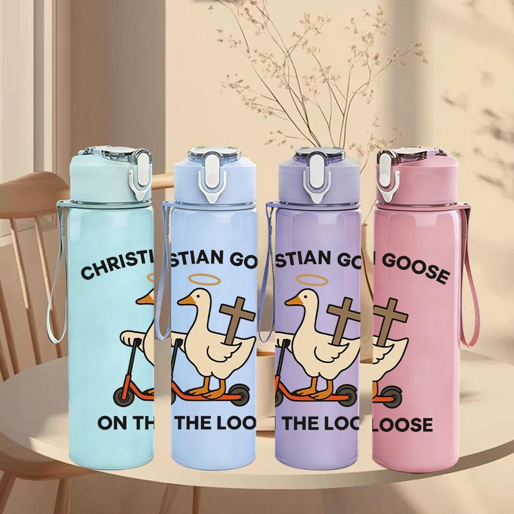 1PC Christian Goose On The Loose 750ml Color Plastic Sports Water Bottle Leakproof Flip Straw Lid Suitable for Sports Office Home Use