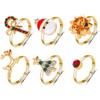 Trendy Metallic Elk Christmas Ring Set - 8 Pieces