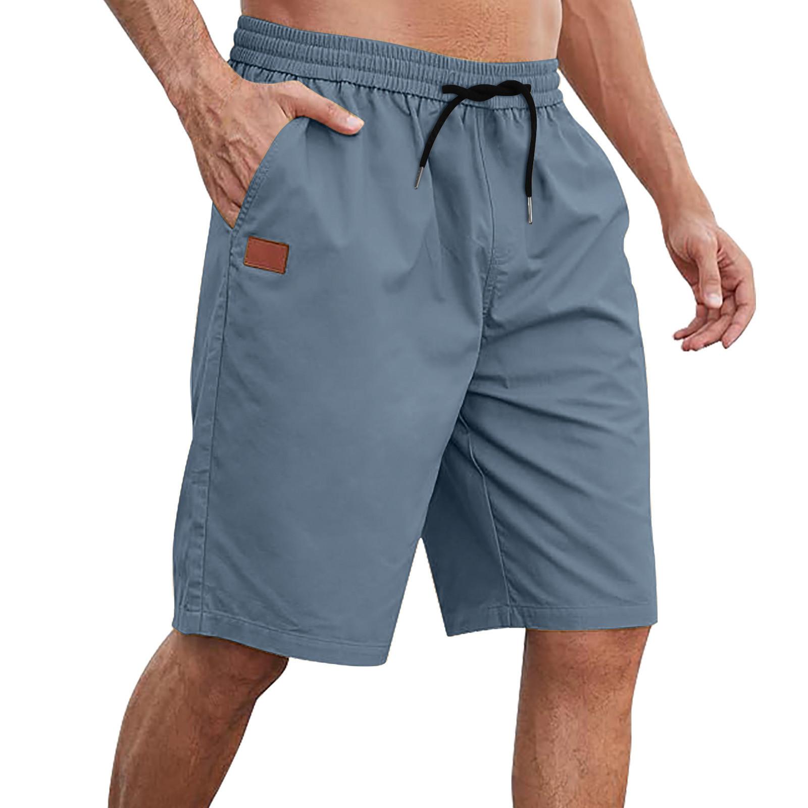 

Мужские спортивные хлопковые льняные повседневные свободные шорты Повседневные пижамы с карманами для бега Брюки XXL светло-серый