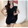 Women's V Neck Short Sleeve T Shirts Slim Fit Solid Color Casual Tops Tees