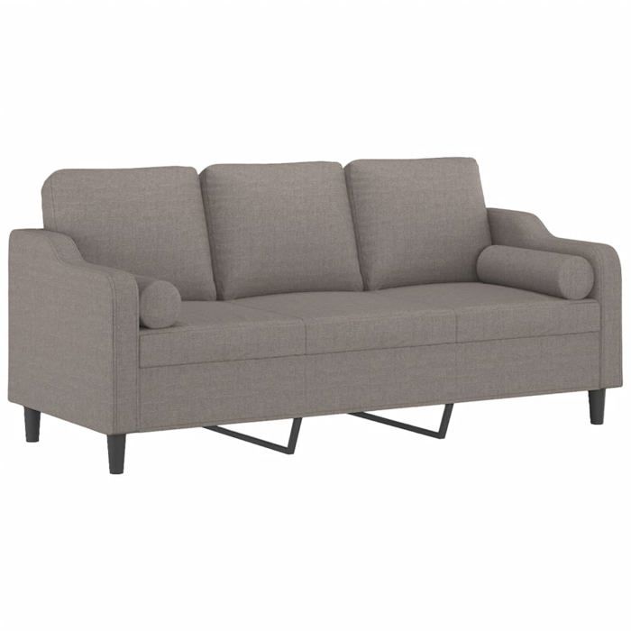 VidaXL Canapé 3 places avec oreillers décoratifs taupe 180 cm tissu, canapé, canapé de salon, canapé 3 places en tissu, 3200860