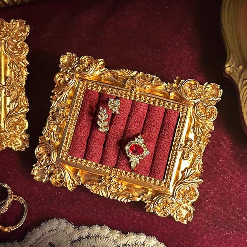 Vintage-inspirierte Ringhalter-Schale Schmuck-Displayständer Mit Samtauskleidung Und Harz-Handwerkskunst Foto-Styling-Werkzeug