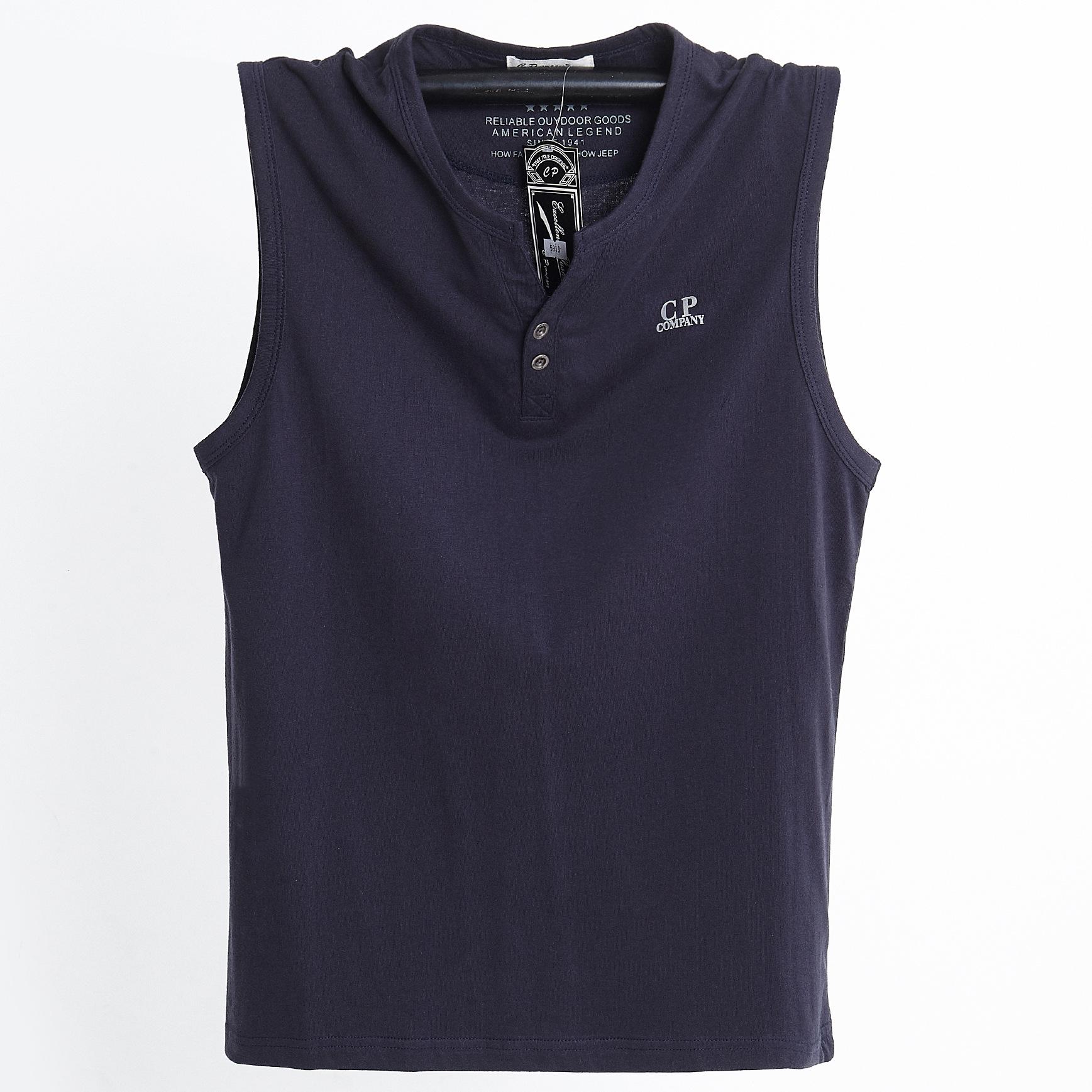 

8XL Мужской дышащий хлопковый спортивный жилет, футболка без рукавов с вырезом на плече XXL темно-синий