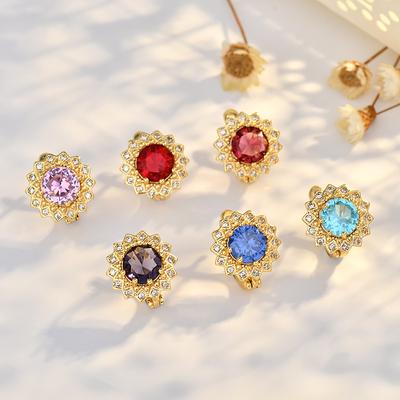 Voll Diamant Sonnenblumen Ohrhörer Kupfer Eingelegte Zirkonia Ohrringe Vielseitiger Blinker Diamantschmuck für Frauen