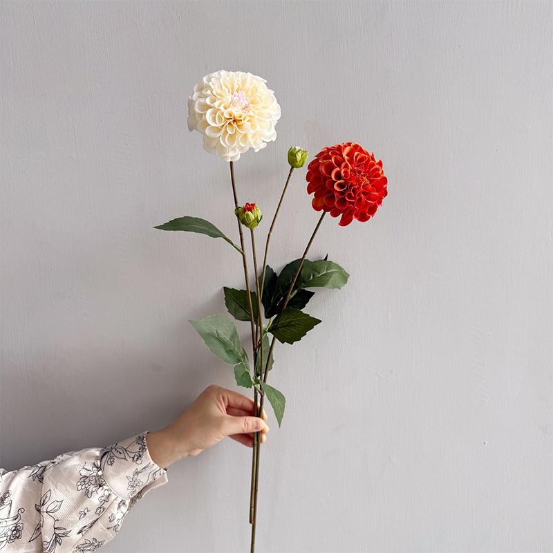 Artificial Moisturizing 2Head Dahlia Real Touch Flowers Bridal Bouquet Wedding Decoration Party Floral Home Decor Dahlia