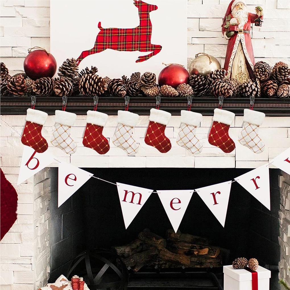 Christmas Stockings Sequin with Lanyard Non-fading Gift Candy Bag Tear-resistant Hanging Pendant Household Fireplace