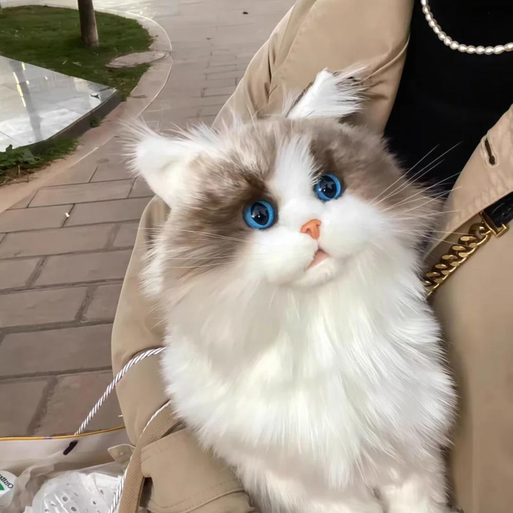 Lifelike Plush Toy Cat Soft Simulation Cat Doll Children'S Gift Elderly Companion Comfort Cute Pet Modeling Doll