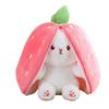 18cm Creative Funny Doll Carrot Rabbit Plush Toy Stuffed Soft Hiding In Strawberry Bunny Bag Toys for Kids Girls Birthday Gift