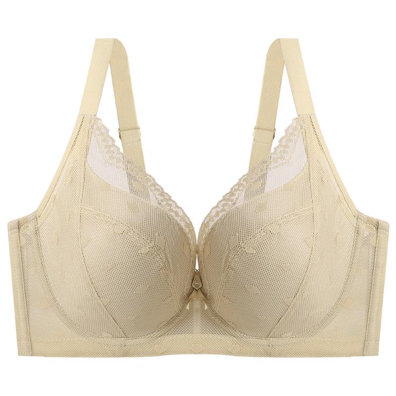 Lace women's breasts close secondary breasts gather anti-sagging large size bra full cup thin bra