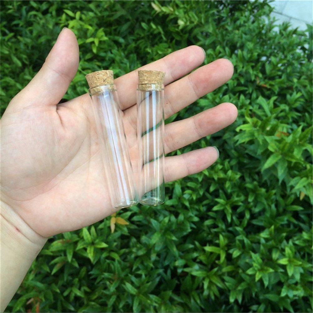 Set of 100 13ml Food-Grade Glass Bottles with Cork Stoppers, Test Tube Glass Bottles, Transparent Glass Seal Containers (Set of 100, 13ml (18x80x15mm)