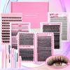 Lash Bond Asend Seal Eyelash Clusters Lasting Double-Ended Fixed Eyelash Glue Remover Tweezers Kit Eyelash Curler Brush Kit Tool