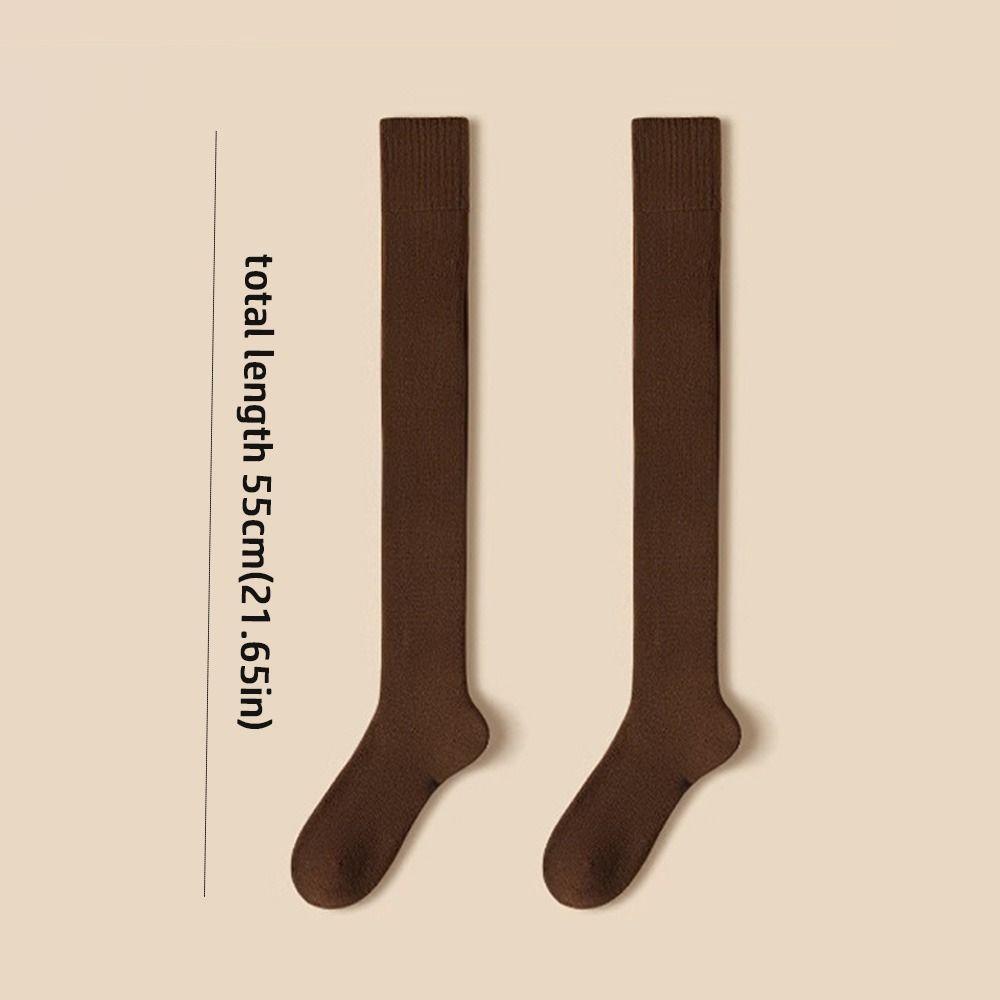 1 Pair Fleece-lined High Knee Socks Solid Color Over-Knee Socks  Warm Knees and Legs