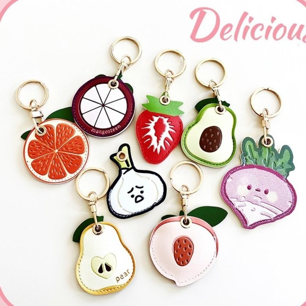 Avocado Access Control Card Case Leather Bag Pendant Fashion Fruit Key Chain  Girl