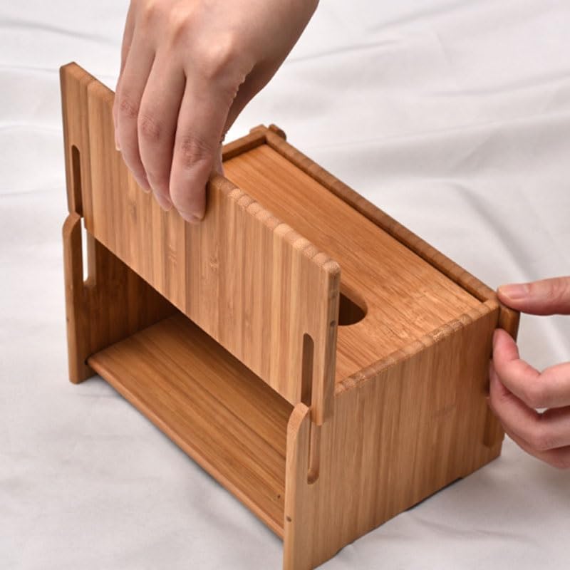 Wooden Paper Box Multi Functional Desktop Tissue Storage Box Paper Holder for Bathroom, Bedroom, Dinner Table, Office