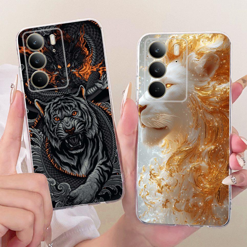 Soft Clear Silicone Casing For Realme C75 C75x RMX3941 Phone Case Cartoon Cat Dragon Flower Butterfly Pattern Back Cover
